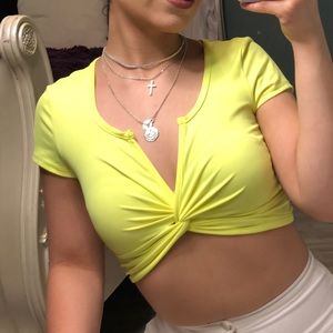 Cute front knot crop top